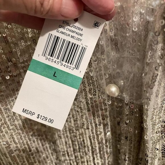 CeCe Champagne Sequin Cold Shoulder Party/Cocktail Dress, Sz Large, NWT, MSRP $1 - Picture 3 of 4